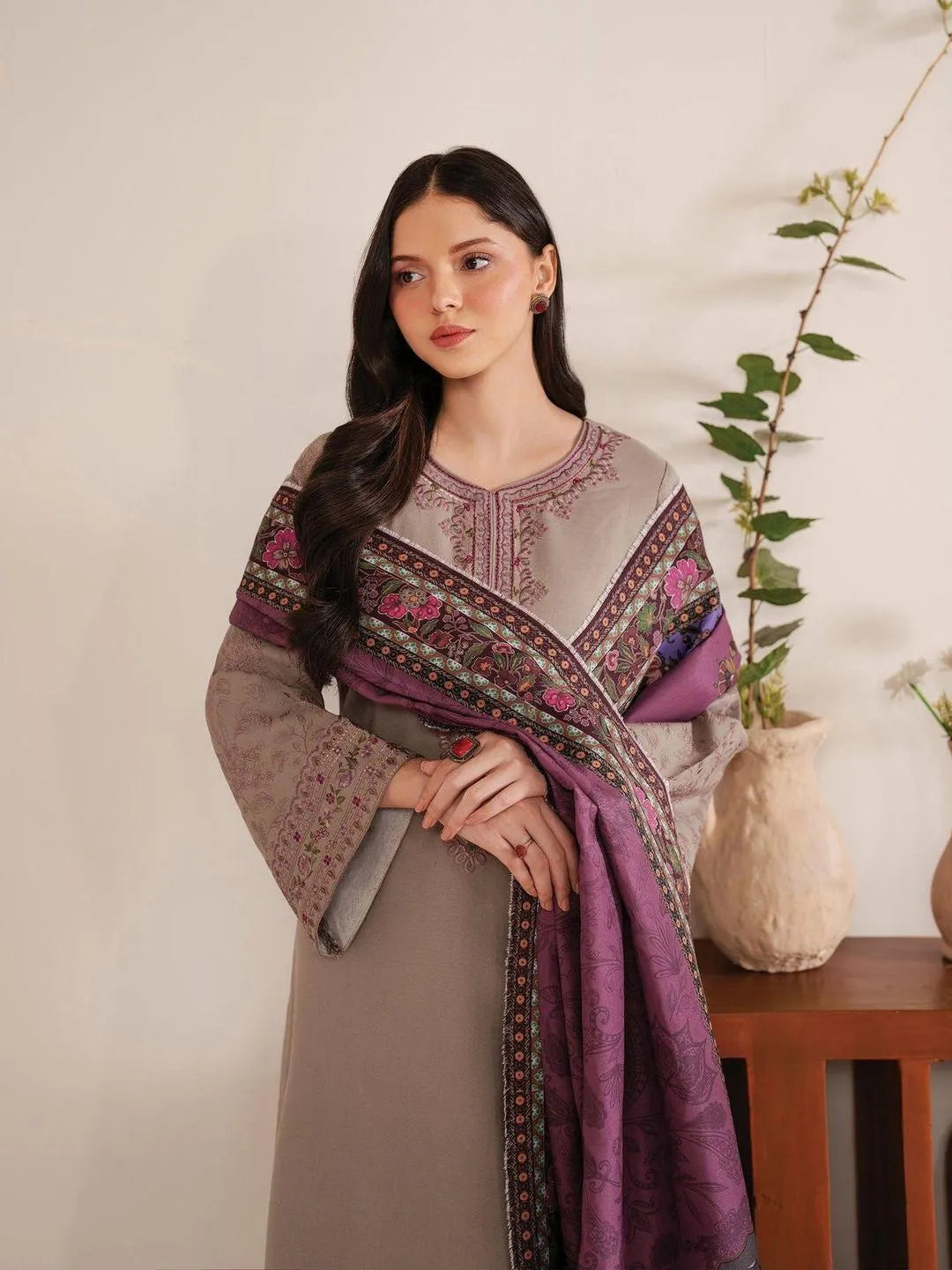 3 Pcs Women's Unstitched Embroidered Suit