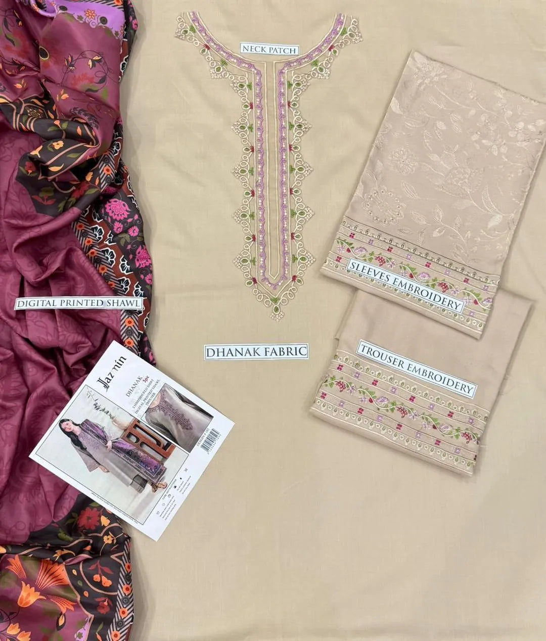 3 Pcs Women's Unstitched Embroidered Suit