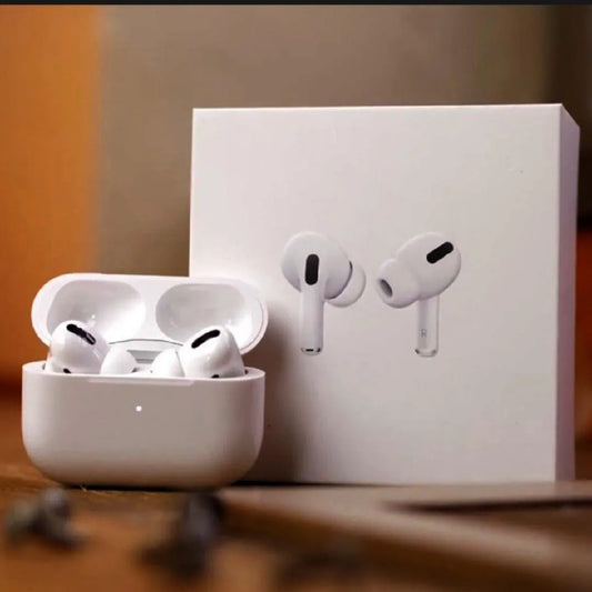 Wireless earbuds with charging case on a wooden surface