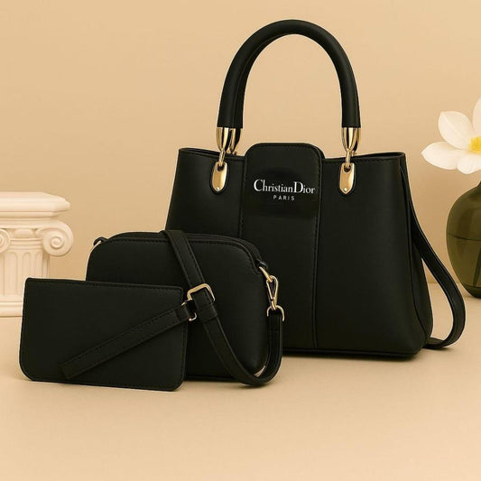 Stylish Women's PU Leather Hand Bag Set - 3 Pcs