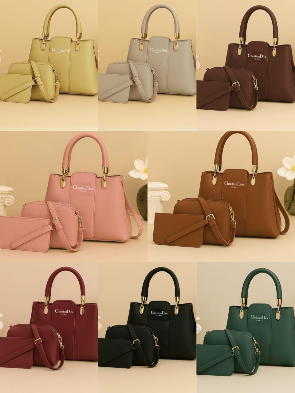Stylish Women's PU Leather Hand Bag Set - 3 Pcs