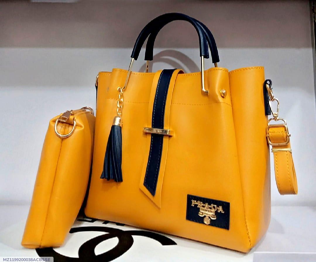 Women's PU Leather Plain Hand Bag Set