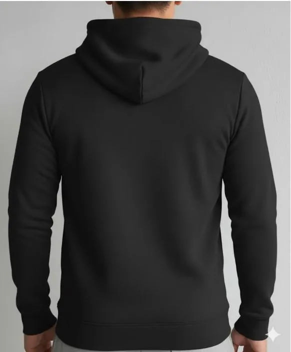 1 Pc Men's Polyester Plain Hoodie-Black