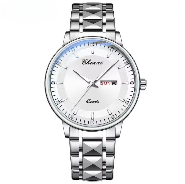 Chexi601OriginalMen_sWatch_StylishandDurableAnalogQuartzTimepieceforDailyOfficeWear_BusinessMeetings_andFormalOccasions_WithoutBox_-Silverblackdial2