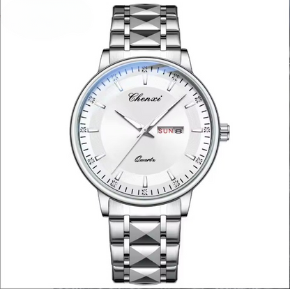 Chexi601OriginalMen_sWatch_StylishandDurableAnalogQuartzTimepieceforDailyOfficeWear_BusinessMeetings_andFormalOccasions_WithoutBox_-Silverblackdial2