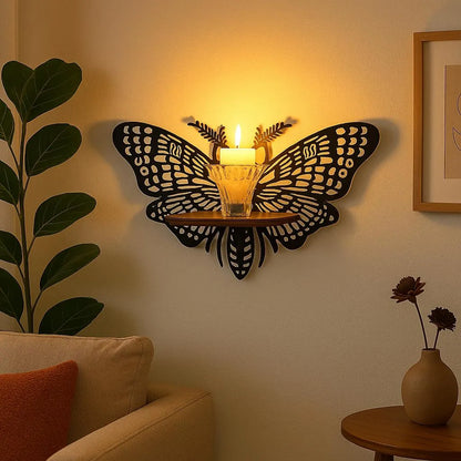 Pack of 3 Butterfly Shaped Wooden Wall Shelf  Decorative Wall Hanging Rack for Living Room & Bedroom