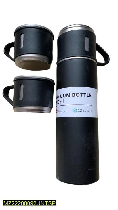 Stainless Steel Vacuum Flask Set With 2 Cups, 500ml