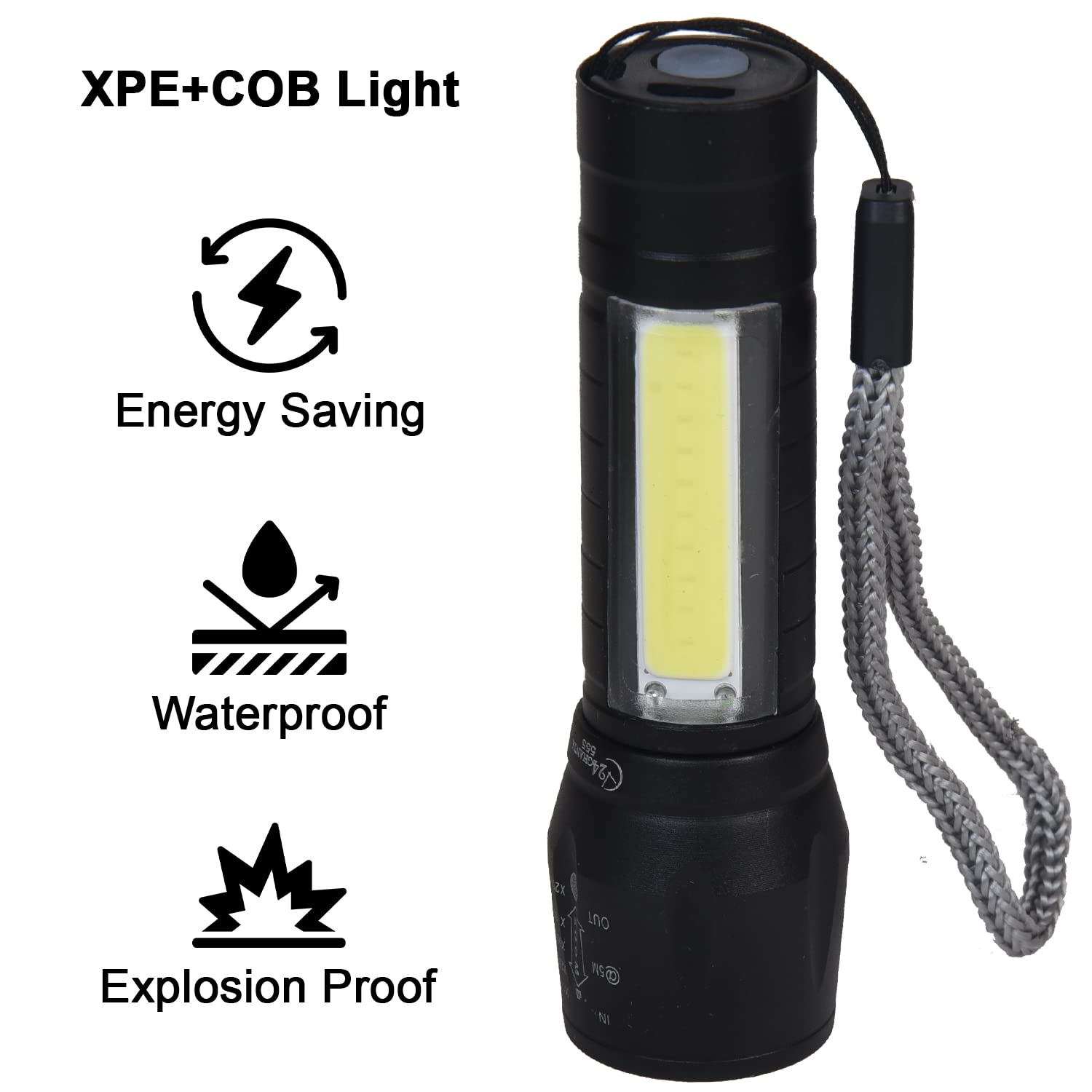 USBChargingXPE_COBLEDFlashlightLampTorchWithClipThreeModeZoomableLampBuiltinBatterywithBox1