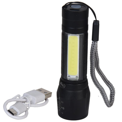 USBChargingXPE_COBLEDFlashlightLampTorchWithClipThreeModeZoomableLampBuiltinBatterywithBox2