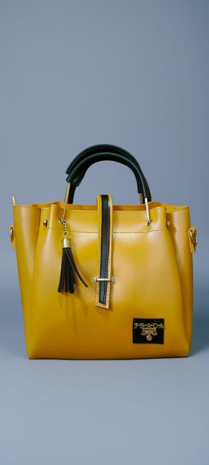 Women's PU Leather Plain Hand Bag Set